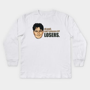 Charlie Sheen Oh Wait Can't Process It Kids Long Sleeve T-Shirt